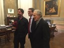 Il sindaco con Christian Bale e Michael Mann