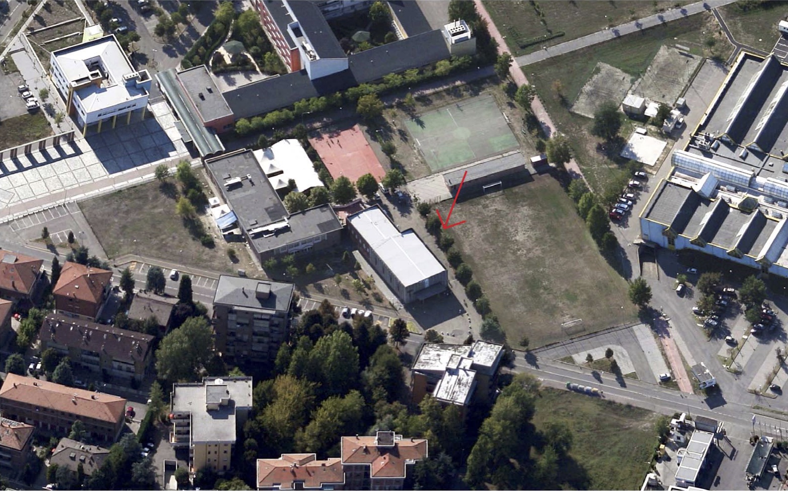 Vista dall'alto dell'area della chiesa Regina Pacis - stato di fatto