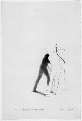 15_Claudio Parmiggiani (1943), Uomo che frusta la propria ombra, 1983, matita su carta, Galleria civica di Modena.jpg