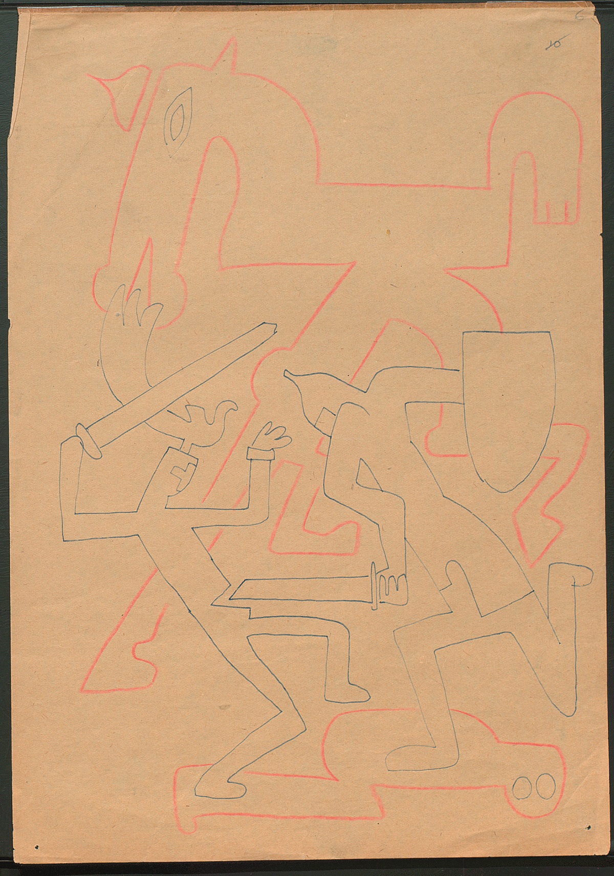 Sergej M. Ejzenštejn,  dal ciclo Gedanken zur Musik, 1938, penna e matita rossa su carta, Archivio Statale di Letteratura e Arte di Mosca (RGALI).jpg