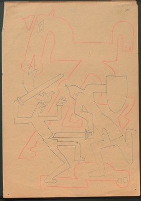 Sergej M. Ejzenštejn,  dal ciclo Gedanken zur Musik, 1938, penna e matita rossa su carta, Archivio Statale di Letteratura e Arte di Mosca (RGALI).jpg