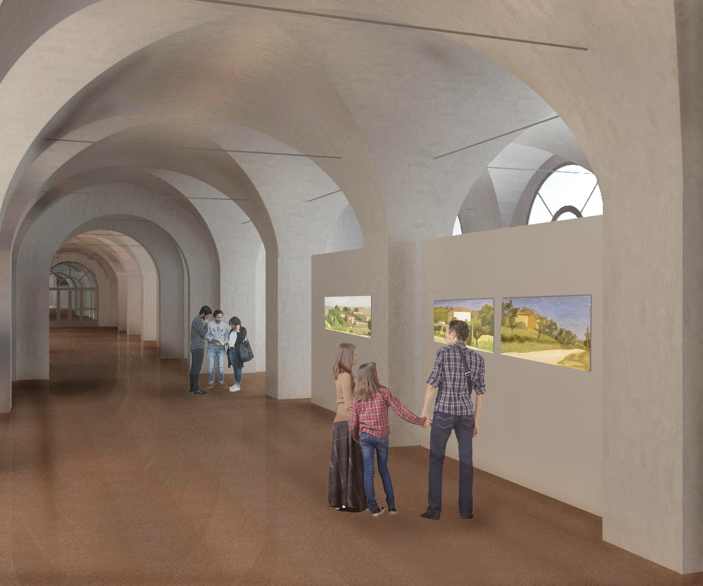 Render sala espositiva nell'ex Ospedale Estense