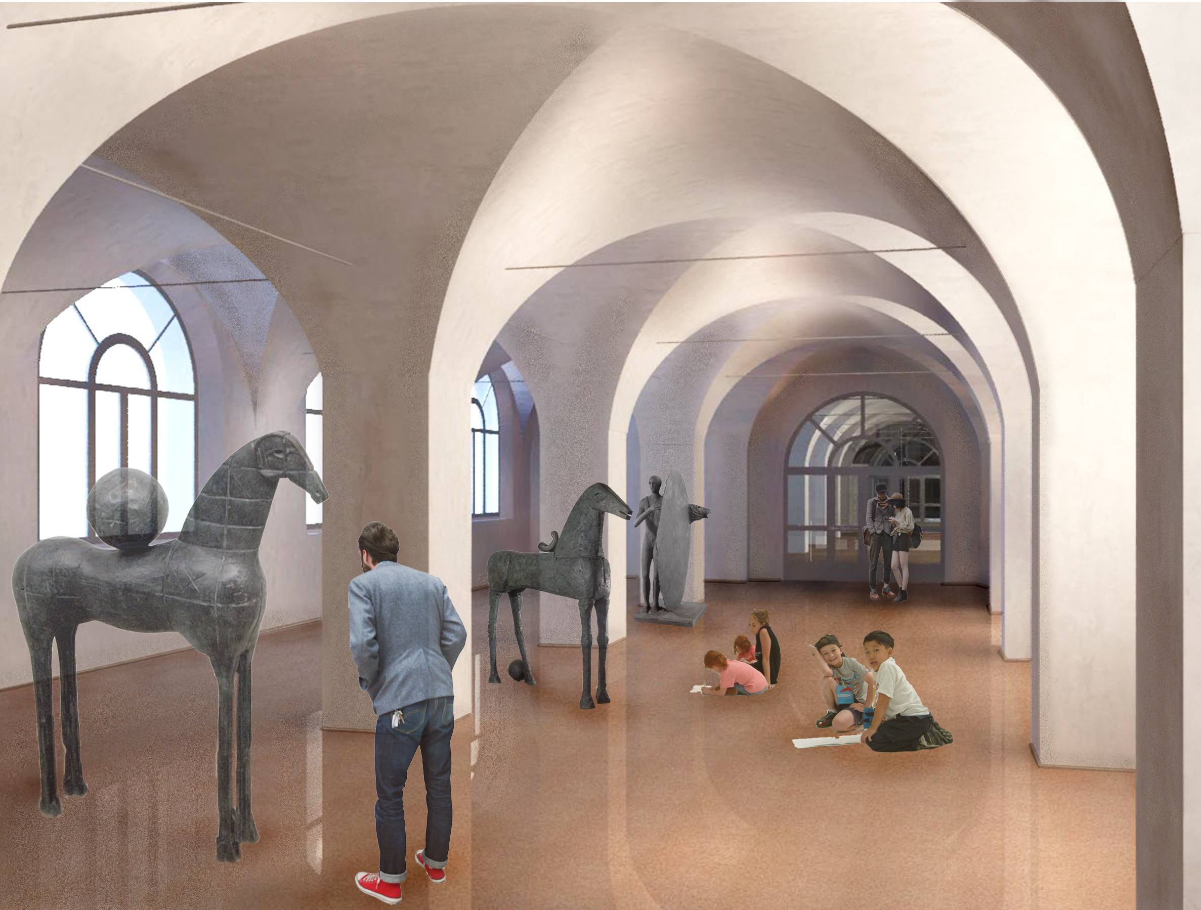 Render sala espositiva nell'ex Ospedale Estense