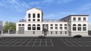 Render di progetto:esterno dell'edificio ex Enel