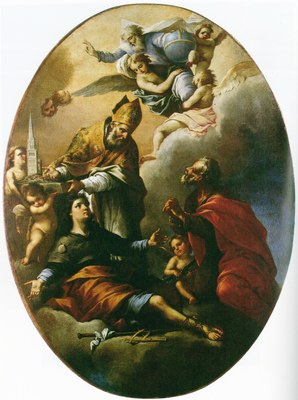 Modena, Chiesa del Voto, Francesco Stringa, Stendardo con i Santi Geminiano, Contardo e Omobono, 1699.jpg