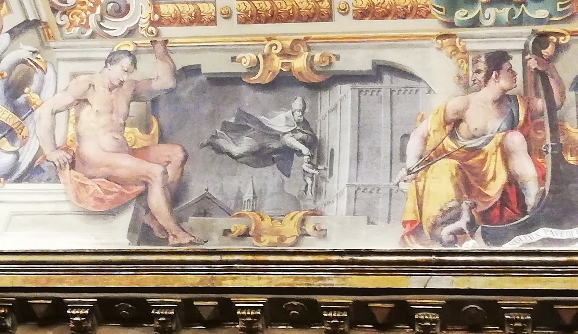 S. Geminiano salva bimbo caduto dalla Ghirlandina, Sala del Vecchio Consilio, Palazzo Comunale, Modena