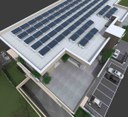 Palazzina via Udine, nel rendering la copertura con i pannelli fotovoltaici per il risparmio energetico