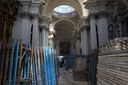 L'interno della Chiesa del Voto dove sono in partenza i lavori di ripristino