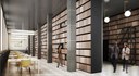 Il render di progetto della biblioteca dell'Istituto storico