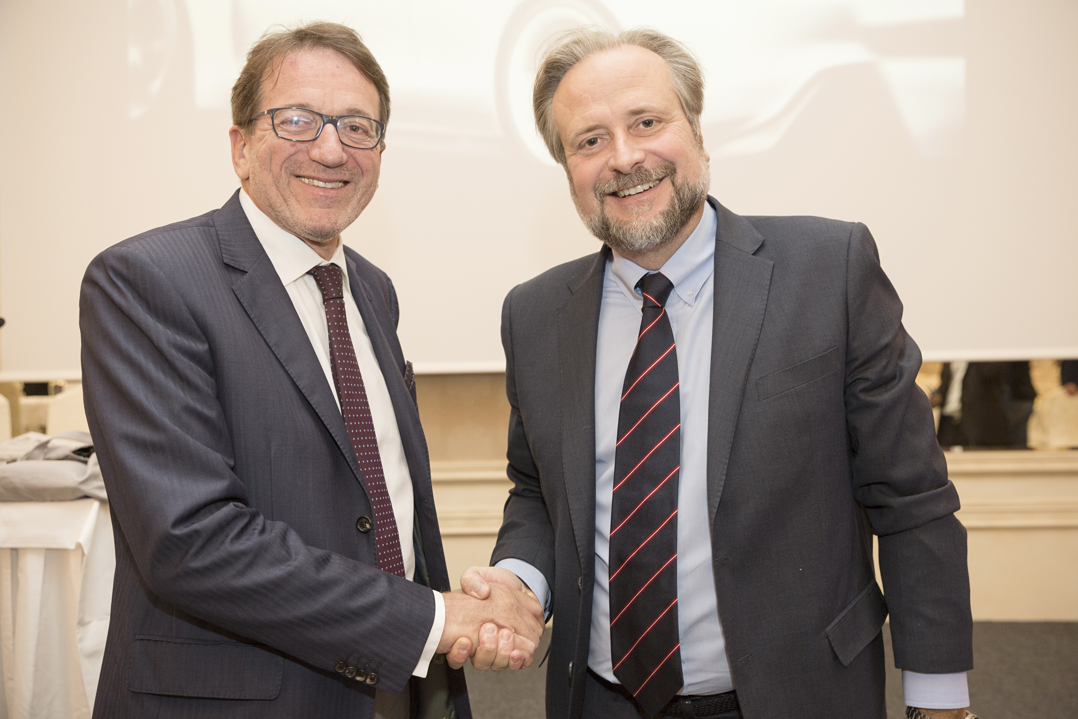 Il sindaco Gian Carlo Muzzarelli con il direttore generale di BolognaFiere Antonio Bruzzone