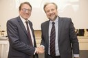 Il sindaco Gian Carlo Muzzarelli con il direttore generale di BolognaFiere Antonio Bruzzone