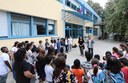 Gli assessori Filippi e Cavazza, insieme alla dirigente scolastica Zetti alla scuola Cittadella per l'avvio dell'anno scolastico