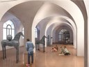 Rendering di progetto della sala espositiva
