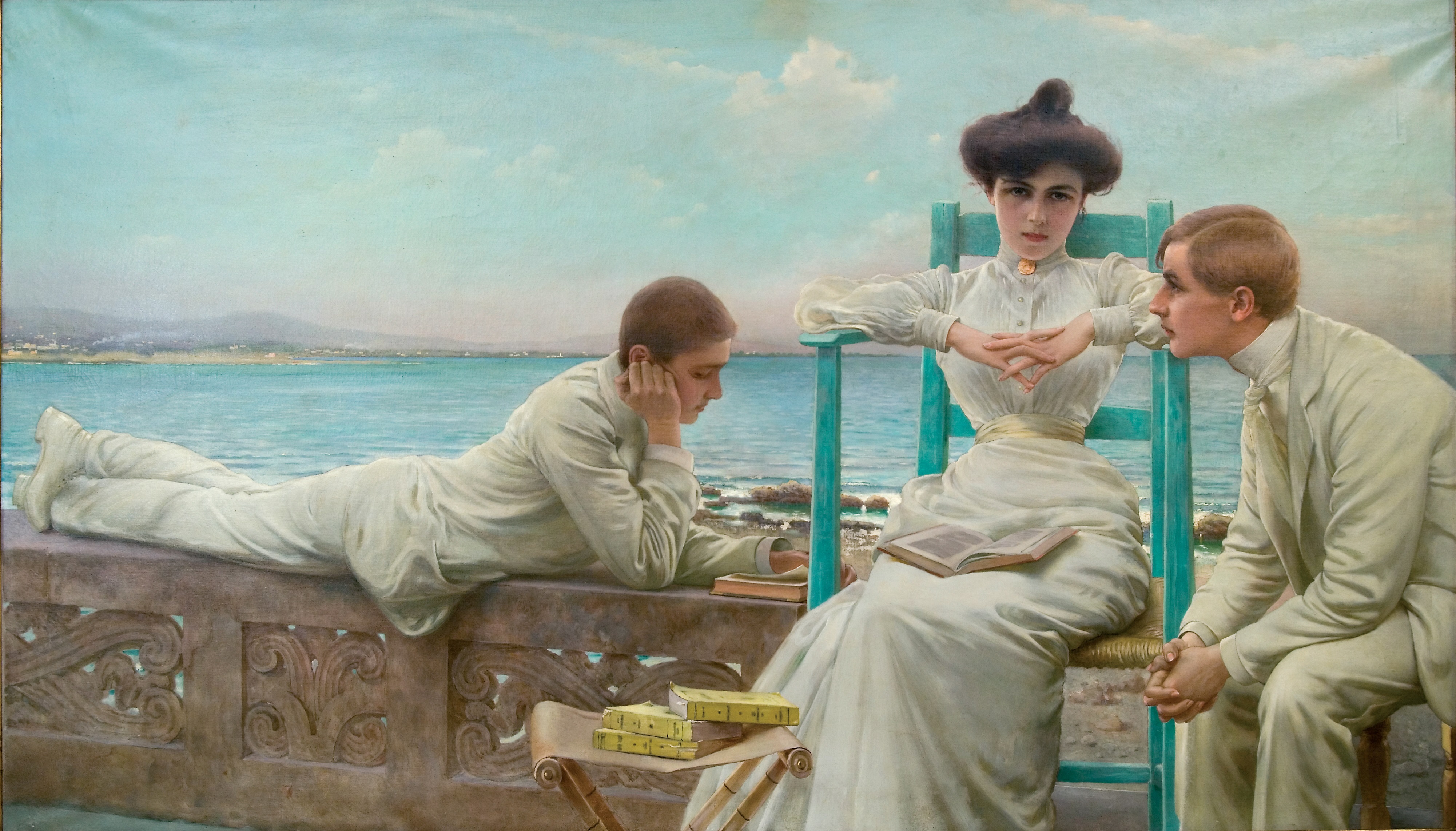 Vittorio Matteo Corcos, In lettura sul mare, 1910.jpg