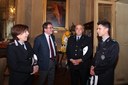 La comandante Meloncelli, il sindaco Muzzarelli e gli agenti Mazzella e Strazzeri