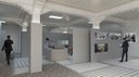 Immagine di progetto del nuovo Hub di piazza Mazzini, area visite ed esposizioni