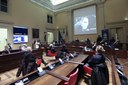 Un momento della proiezione del filmato commemorativo