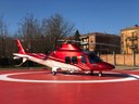 L'elicottero atterrato in via sperimentale all'elisuperficie di viale Autodromo