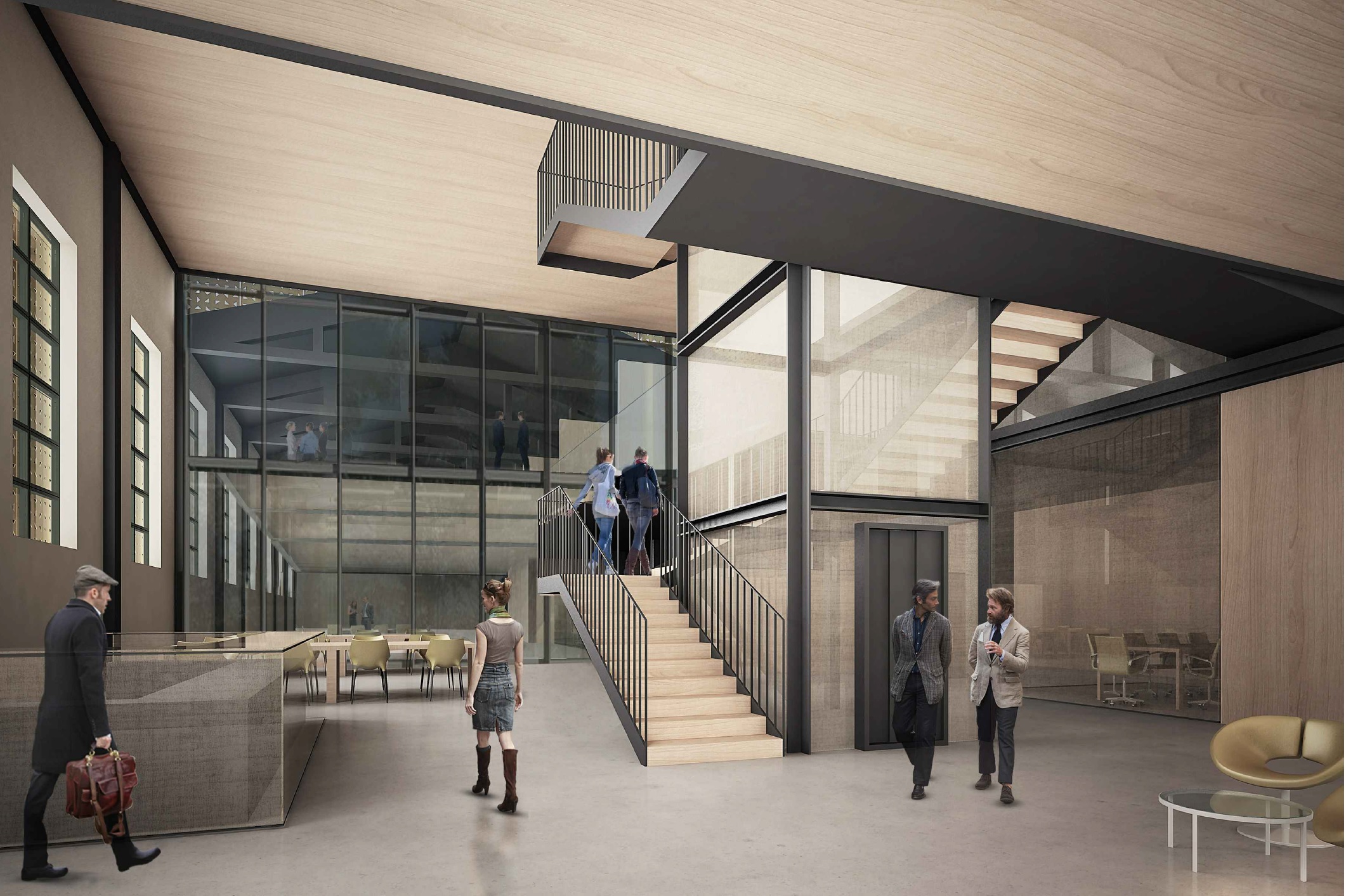 Immagine progettuale dell'interno della struttura dedicata all'Automotive