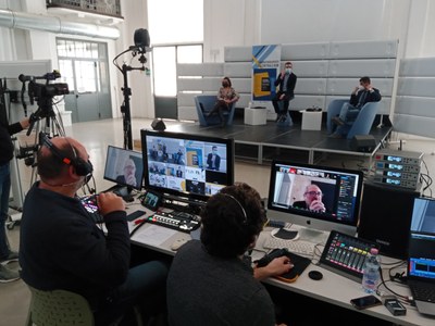 Presentazione città creative unesco, sul palco Solda, Bortolamasi, Al Kalak 190421