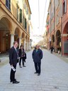 Il sindaco Muzzarelli, la direttrice generale Meloncelli e il direttore lavori Lugli in corso Canalchiaro