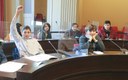 Un momento dell'incontro del presidente Poggi con la 2G della scuola media Paoli