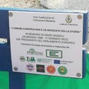 Panchina europea per David Sassoli, il dettaglio della targa