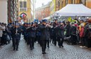 Il corteo con la banda cittadina in via Emilia