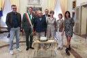 Torta di compleanno per Beppe Zagaglia con il sindaco Muzzarelli, il vicesindaco Cavazza e l'assessore Bortolamasi