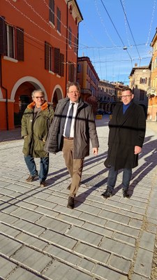 Il sindaco Muzzarelli, l'assessore Bosi e il direttore lavori Lugli