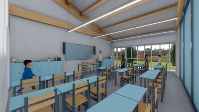 Scuola innovativa, aula - rendering