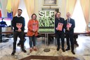 Da sinistra Gabriele Pollastri (Fondazione Collegio San Carlo), Ludovica Carla Ferrari (assessora alla Smart city), Giuliano Albarani (presidente Fondazione Collegio San Carlo) e Lorenzo Respi (direttore Mostre e collezioni di Fmav)