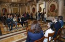 Un momento della cerimonia nella Sala dei Cardinali della Fondazione Collegio San Carlo