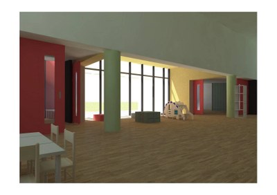 Rendering nuova scuola di Villanova, interni