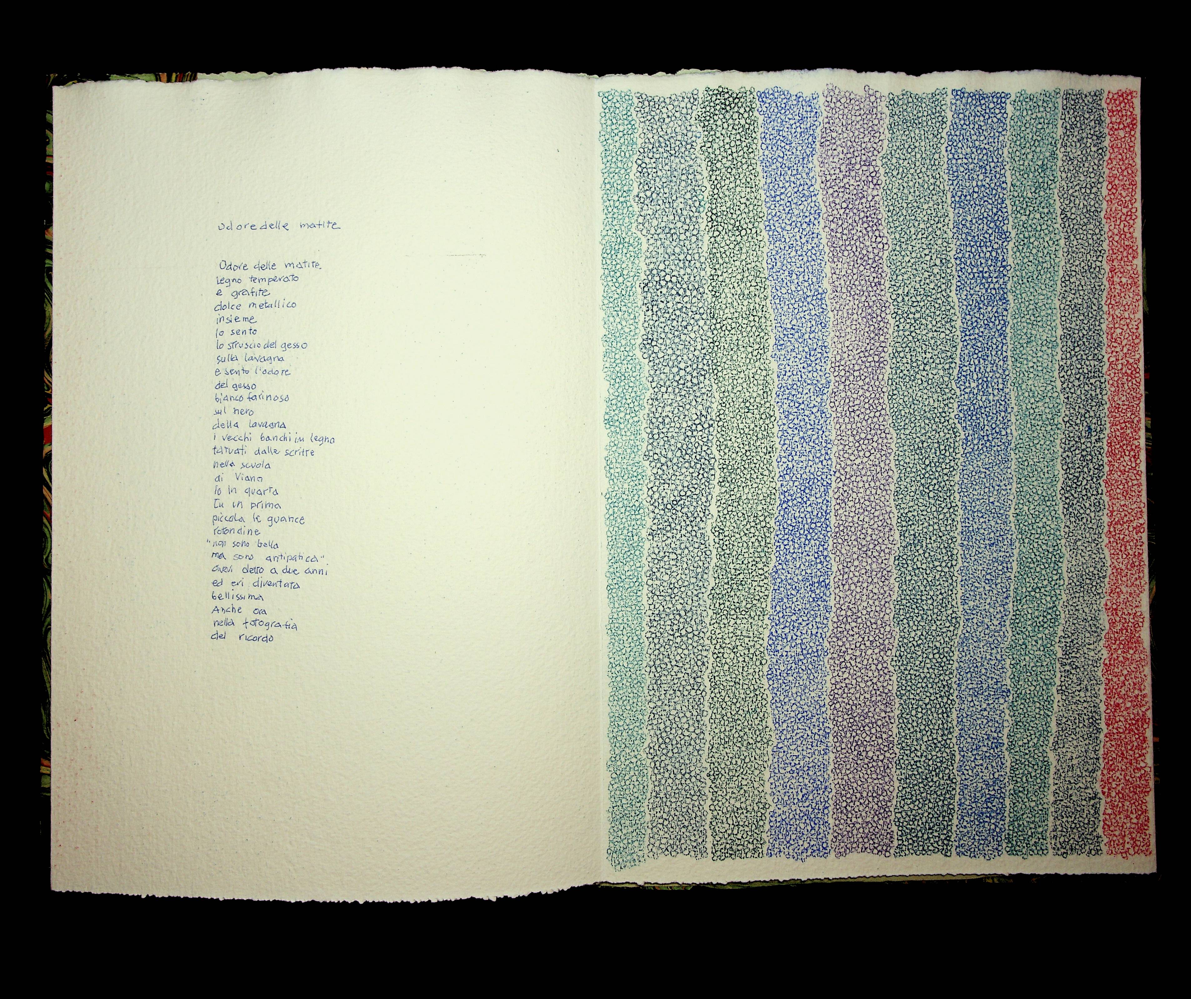 manoscritto sulla poesia di Lisabetta Serra "L'odore delle matite"